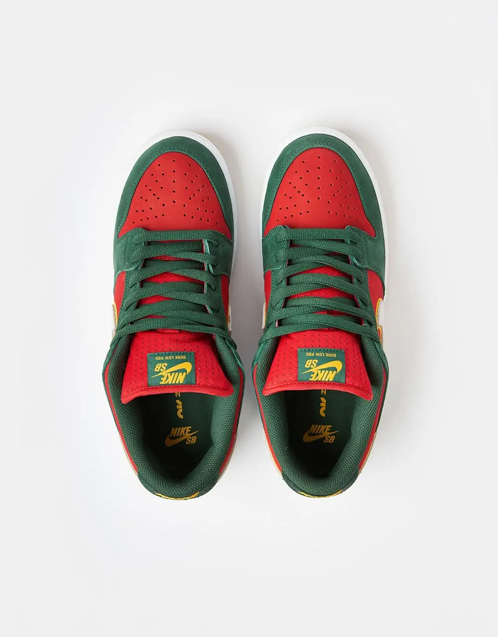 Nike SB 'Seattle SuperSonics' Dunk Low Pro Premium Skate Shoes - Fir/White-University Gold-Fire Red