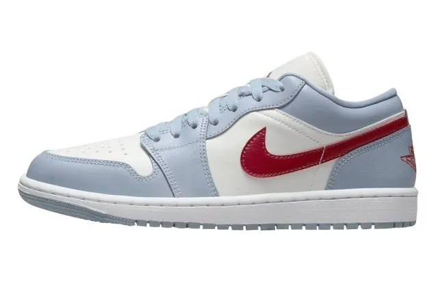 Nike women's air jordan 1 low (blue whisper dune red/ sail/ blue grey/ white/ dune red) sizes 5-12 dc0774-164