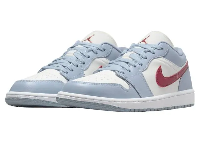 Nike women's air jordan 1 low (blue whisper dune red/ sail/ blue grey/ white/ dune red) sizes 5-12 dc0774-164