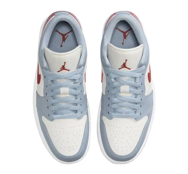 Nike women's air jordan 1 low (blue whisper dune red/ sail/ blue grey/ white/ dune red) sizes 5-12 dc0774-164