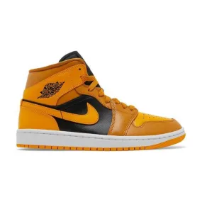 Nike women's air jordan 1 mid (chutney/ black/ white/ taxi yellow gold) sizes 6-10 bq6472-700