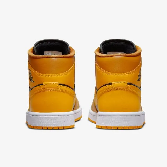 Nike women's air jordan 1 mid (chutney/ black/ white/ taxi yellow gold) sizes 6-10 bq6472-700