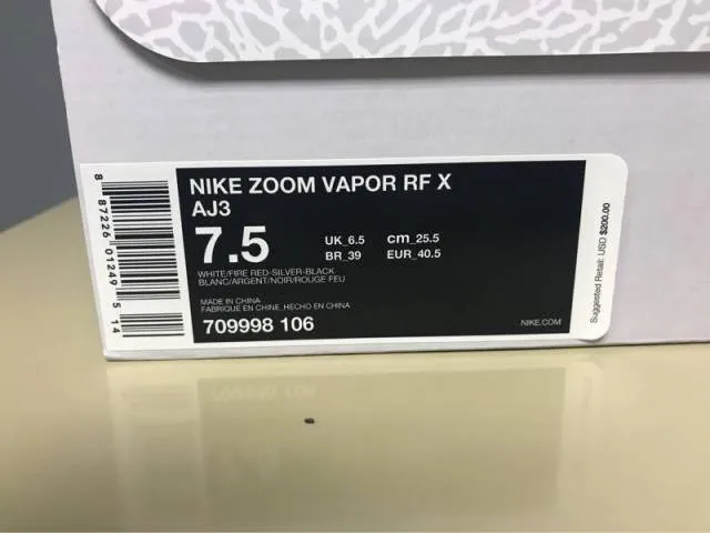 Nike Zoom Vapor RF AJ3 Fire Red size 7.5 from Kith.com