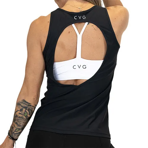 Peekaboo Back Tank Top | Black