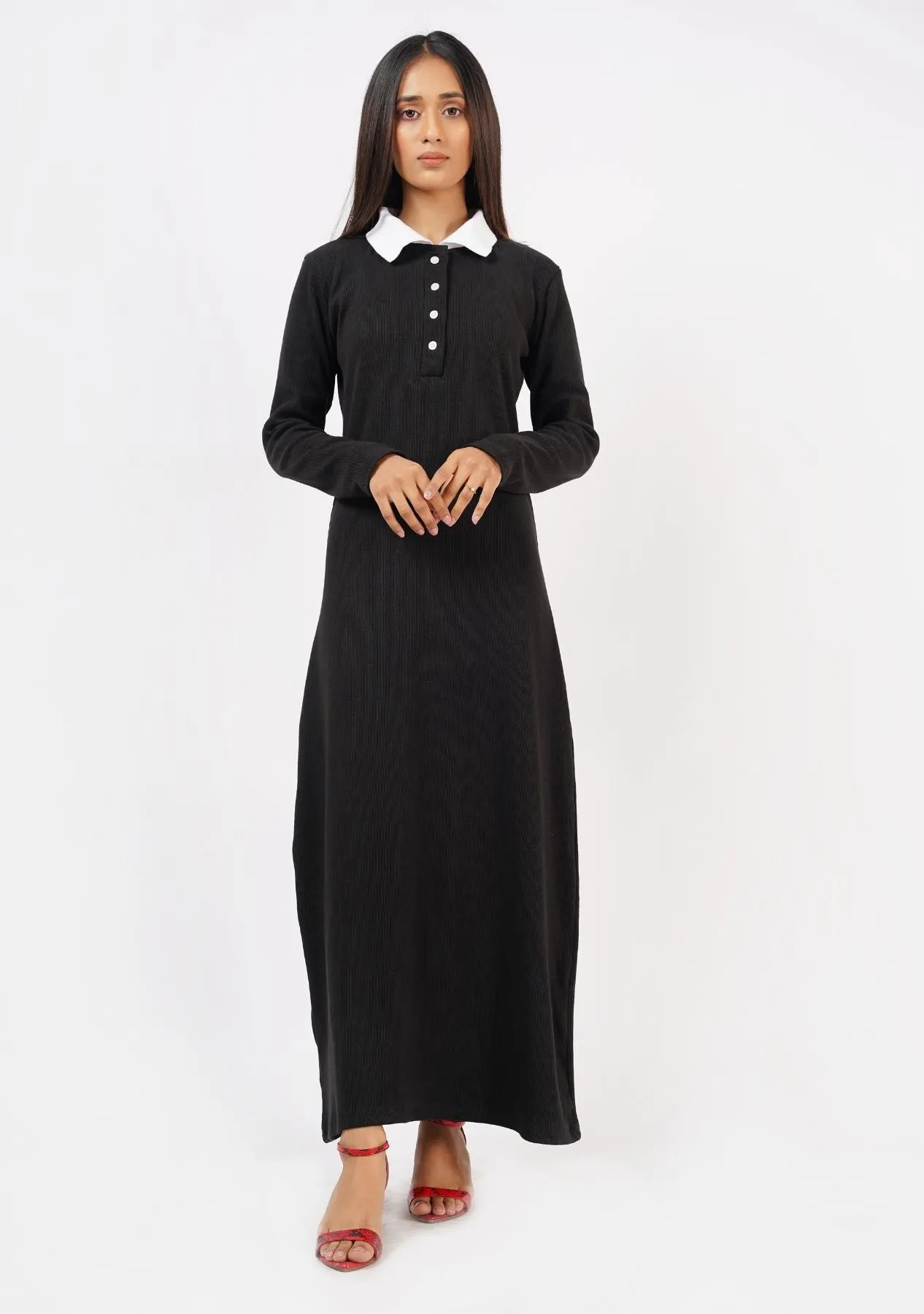 Polo Knit Dress - black