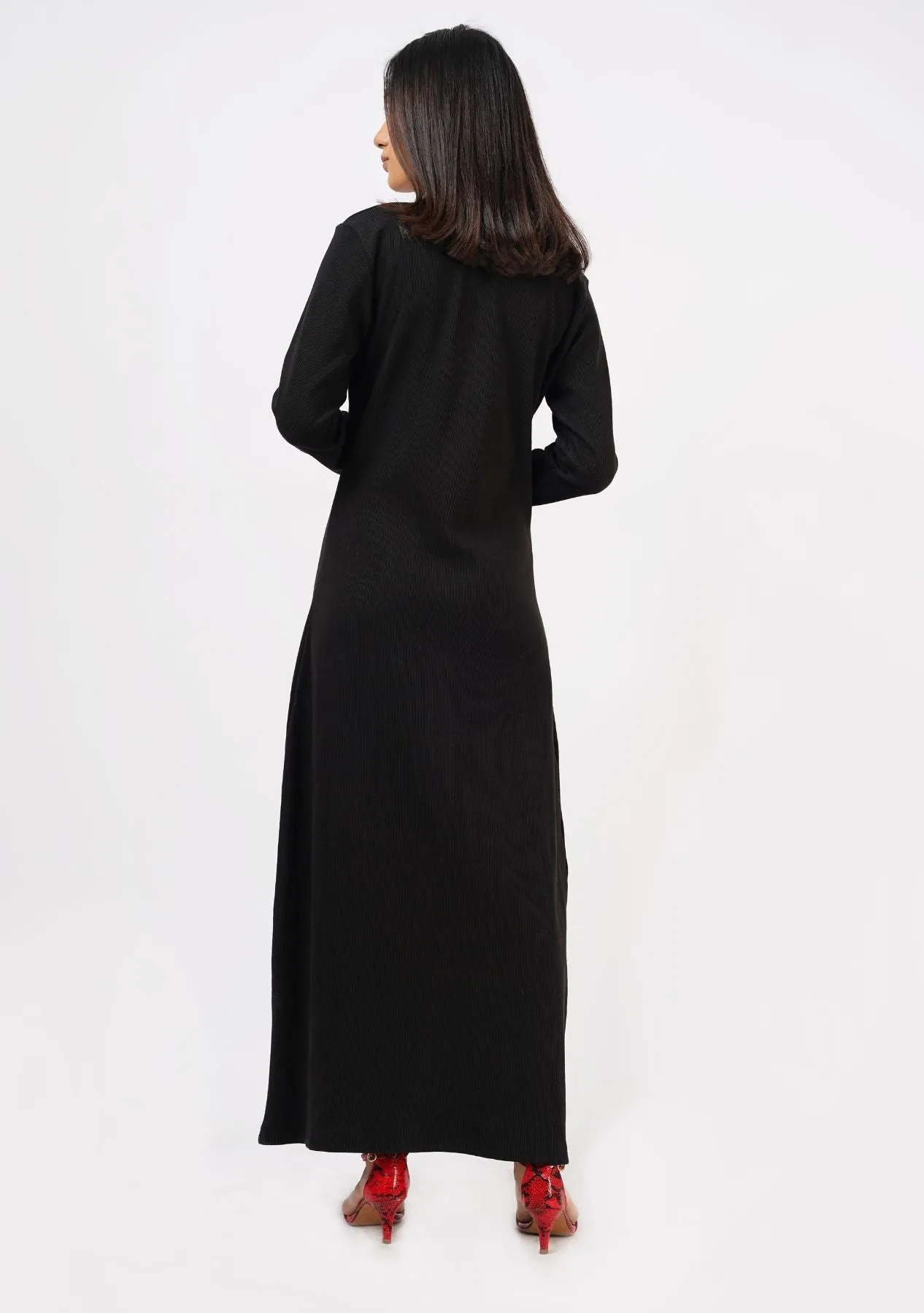 Polo Knit Dress - black