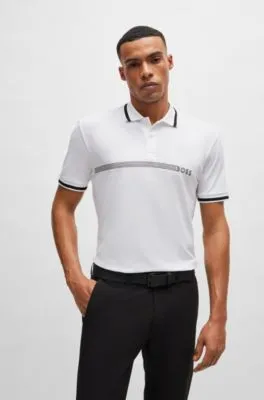 Polo shirt with stripes and logo