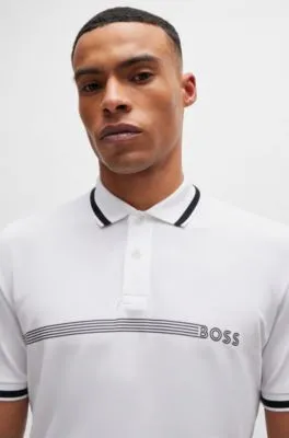 Polo shirt with stripes and logo