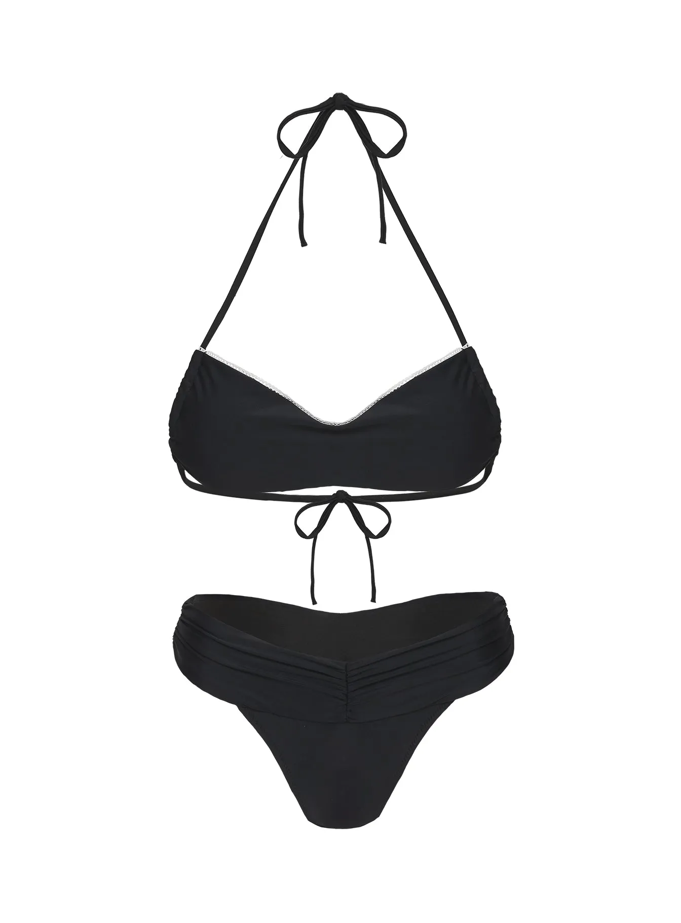 Pool Side High Cut Bikini Bottoms Black