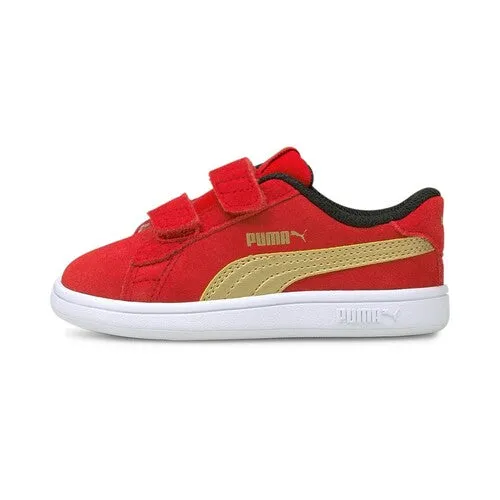 PUMA INFANT SMASH V2 SUEDE - RED/GOLD/BLACK