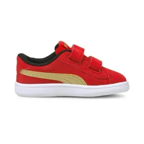 PUMA INFANT SMASH V2 SUEDE - RED/GOLD/BLACK