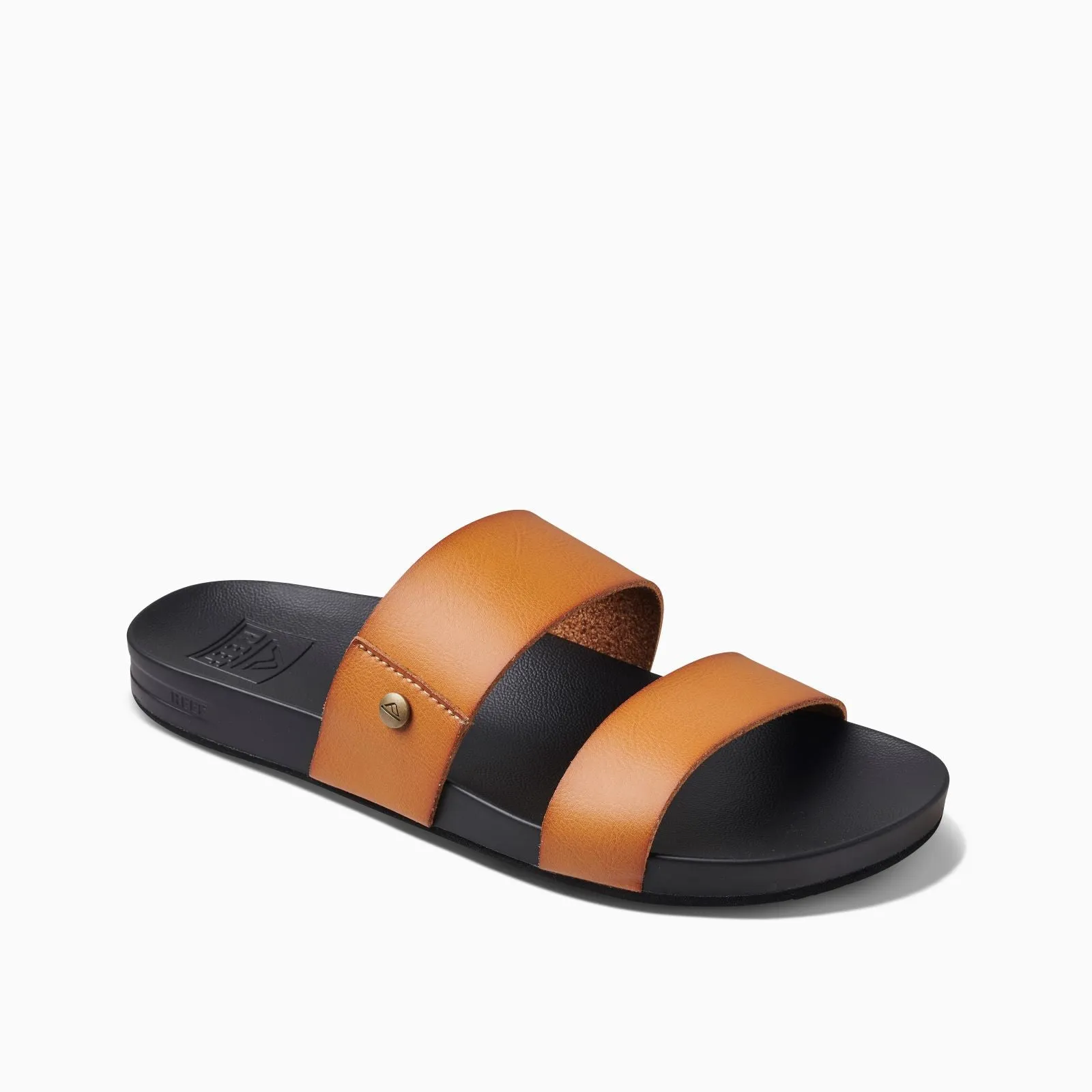 Reef Womens Cushion Vista Vegan Leather Sandals - Cognac Black