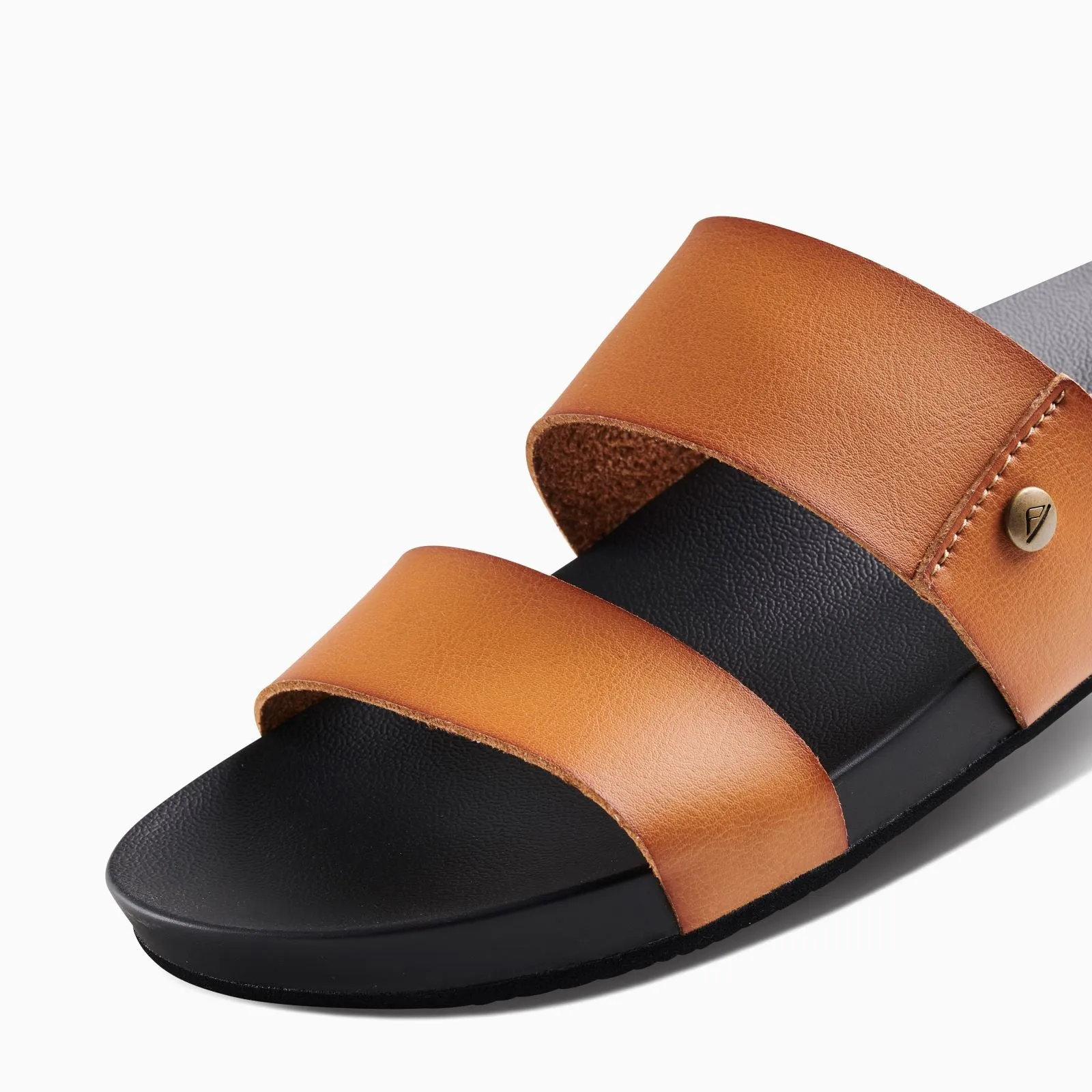 Reef Womens Cushion Vista Vegan Leather Sandals - Cognac Black