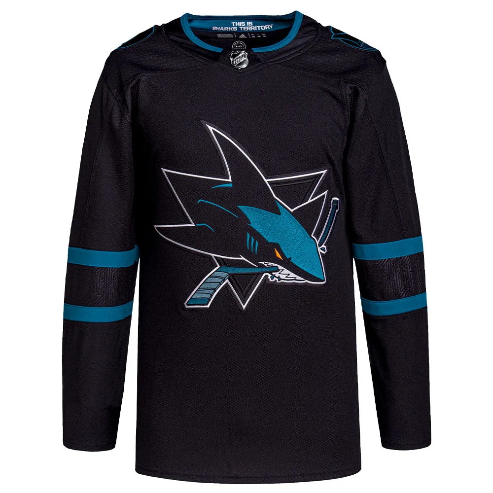 SAN JOSE SHARKS ADIDAS ADIZERO PRIMEGREEN AUTHENTIC BLACK THIRD JERSEY