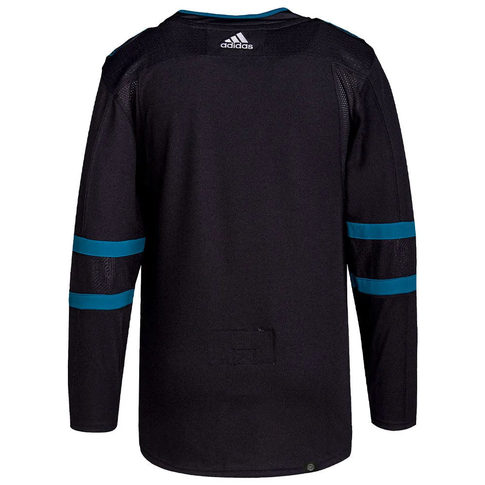 SAN JOSE SHARKS ADIDAS ADIZERO PRIMEGREEN AUTHENTIC BLACK THIRD JERSEY