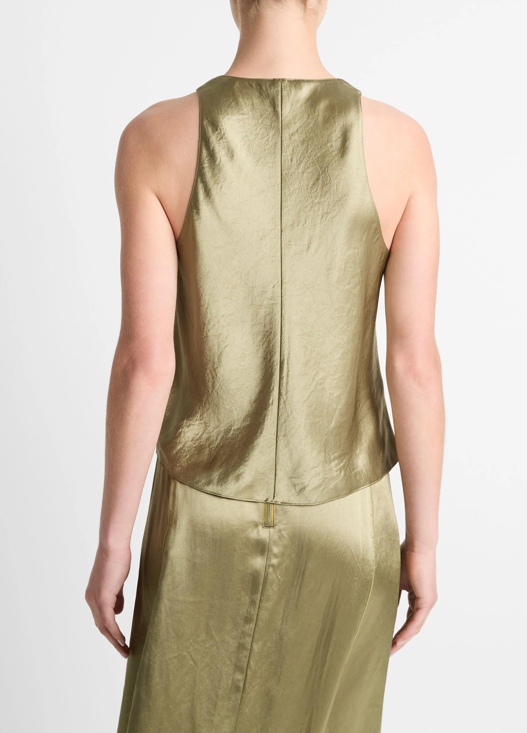 Satin Crossover V-Neck Tank