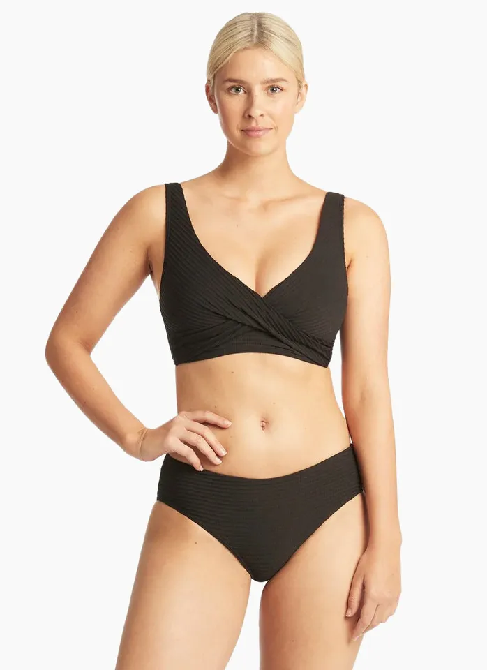 Sea Level Spinnaker Mid Bikini Pant - Black