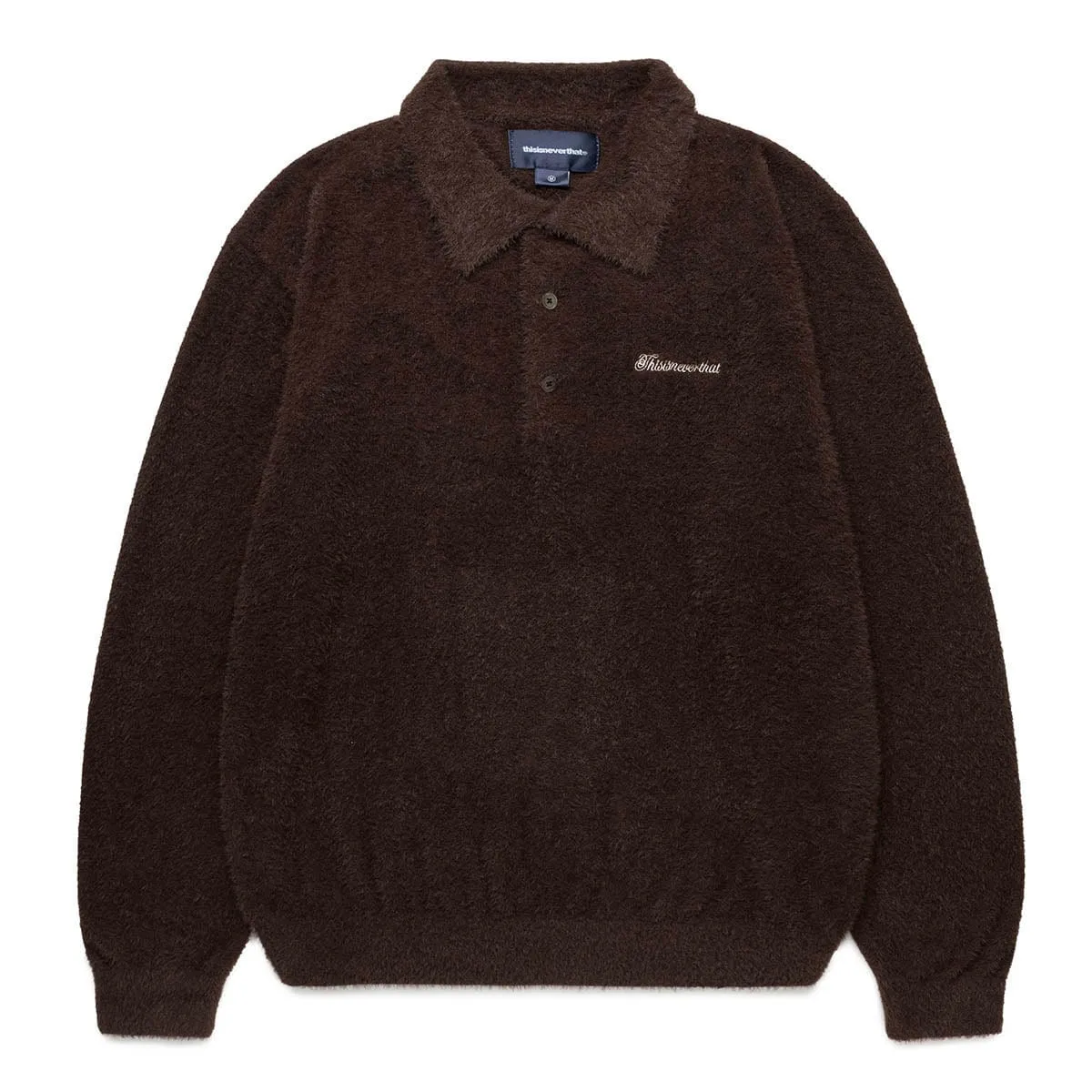 SHAGGY KNIT POLO DARK BROWN | Bodega