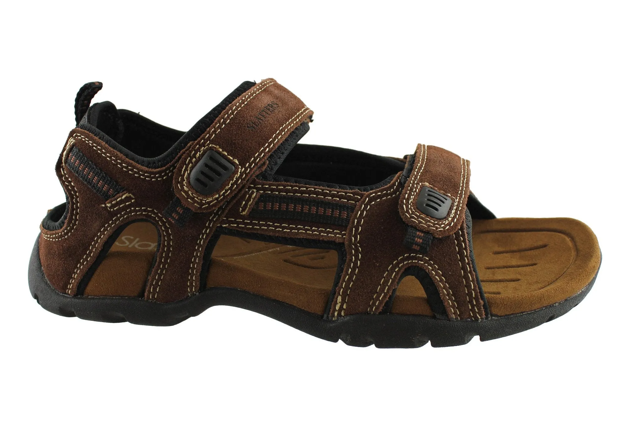 Slatters Broome II Mens Comfort Leather Sandals With Adjustable Straps