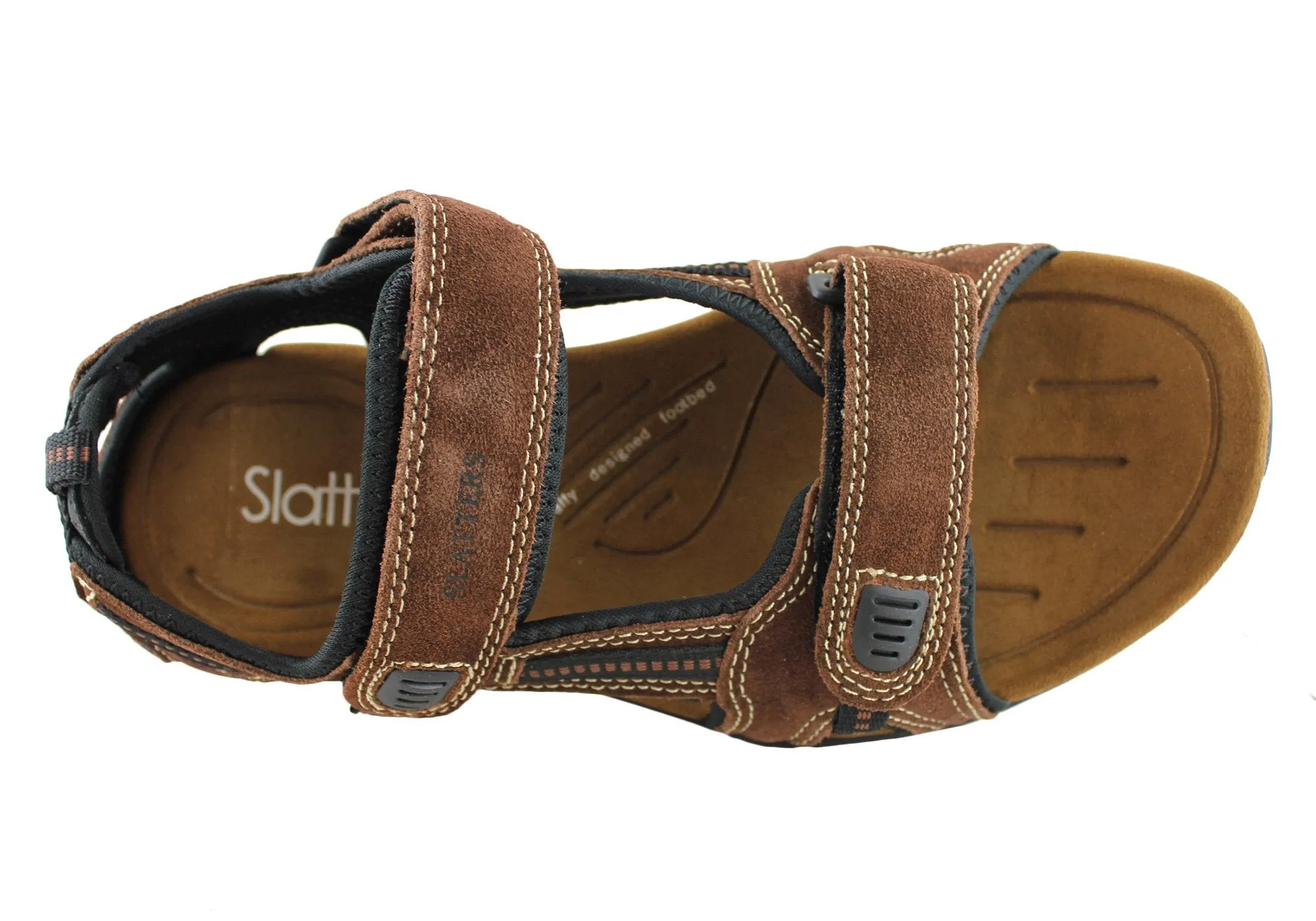 Slatters Broome II Mens Comfort Leather Sandals With Adjustable Straps