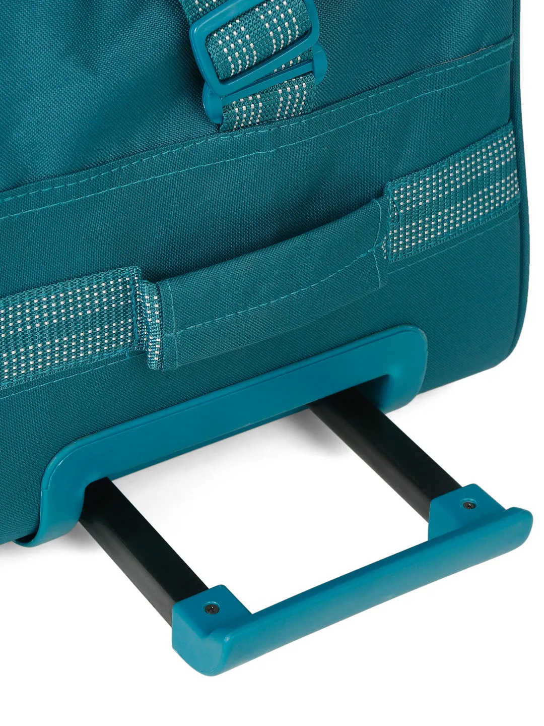 Teal Printed Medium Duffle Trolley Bag