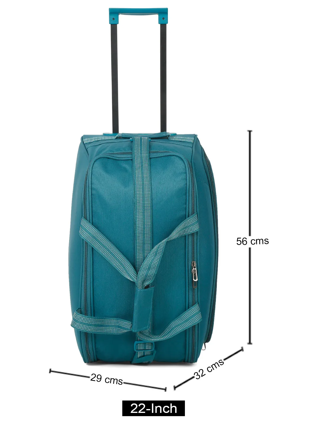 Teal Printed Medium Duffle Trolley Bag