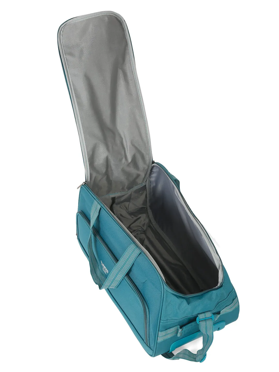 Teal Printed Medium Duffle Trolley Bag