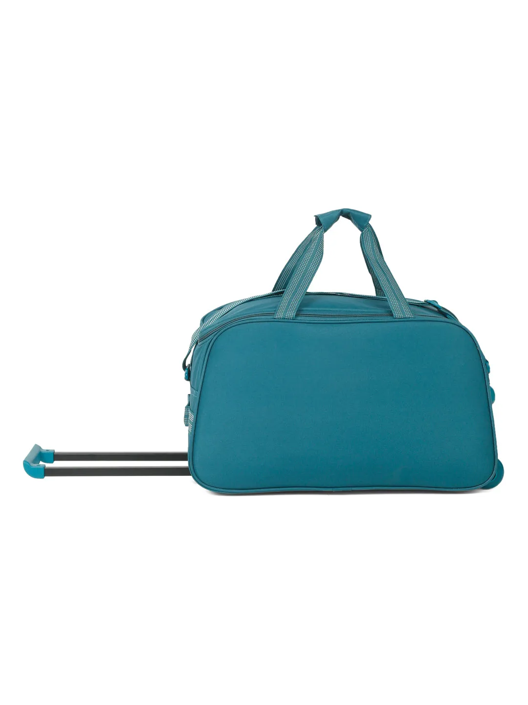 Teal Printed Medium Duffle Trolley Bag