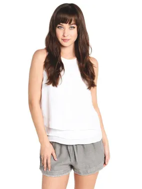     THREE DOTS  Woven Linen Layered Tank    